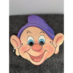 Vintage 1985 Cardboard Halloween Mask Disney Snow White Dopey Dwarf